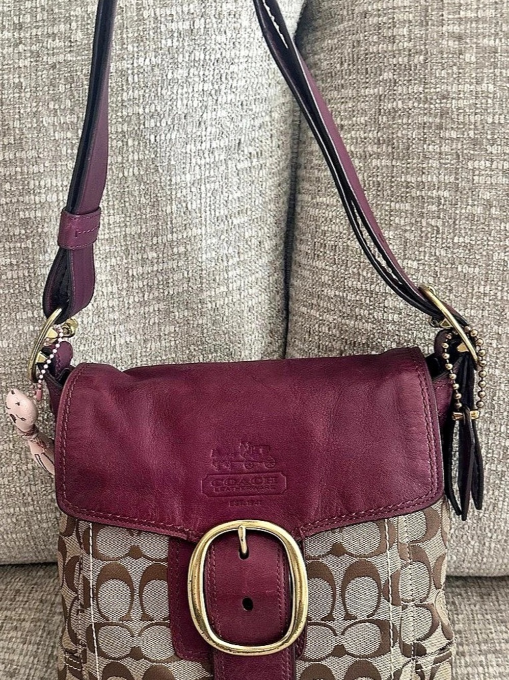 Coach Bleecker Signature Buckle Shoulder Bag 12392 Plum
